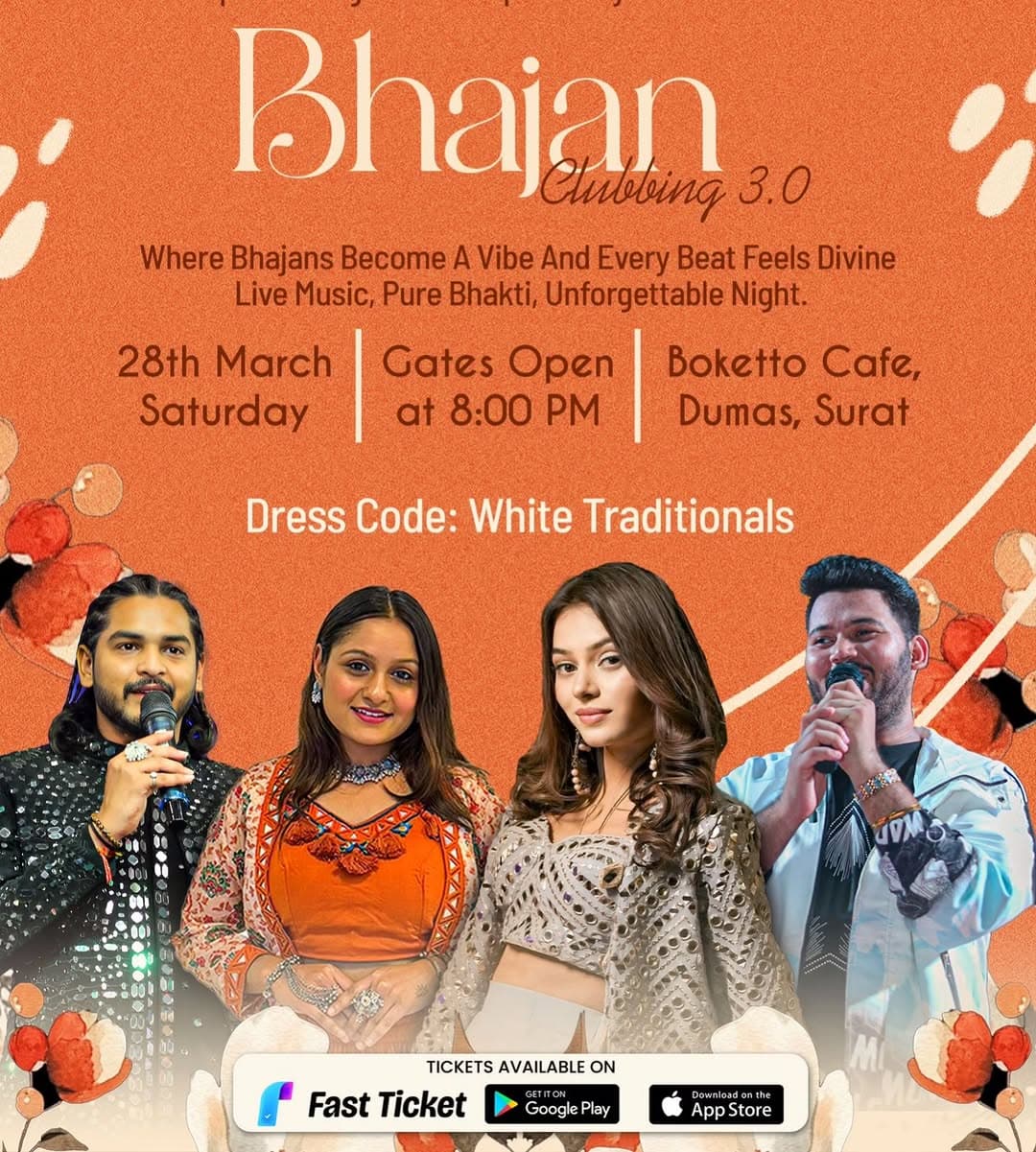 A Campaign Bhajan Clubbing 3.0 with Gujarat Famous Singer @hetalpatelofficial @prarthii__patel @divyeshbhimani_official @rohitmiglaani27 at @bokettorestro Piplod,Surat Successfully Done with Influenc